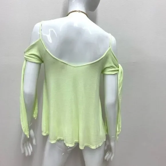 NWOT, Free People Believe Me Cold Shoulder Top in Lime Green - Picture 5 of 5